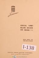 Induma-Induma 1-S, Vertical Turret Milling, Operations and Parts Manual 1973-1-S-04